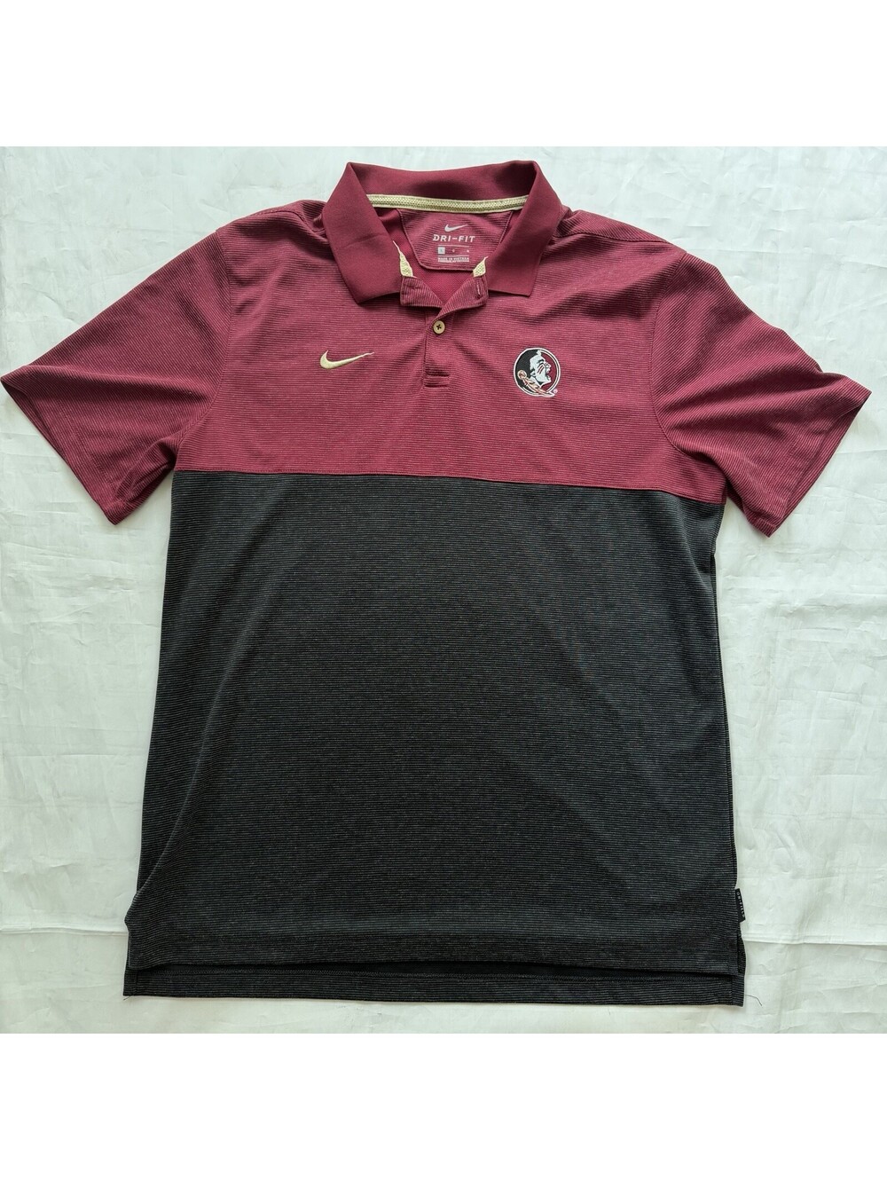 Nike Florida State Seminoles FSU Polo Men’s Large Dri-FIT Garnet Black Gold